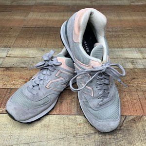 New Balance Womens US574 Running Shoes Gray Pink 8